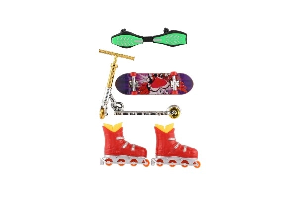 Set skateboard, waveboard, schaatsen, vingervaardigheid step plastic mix soorten op kaart 16x30cm