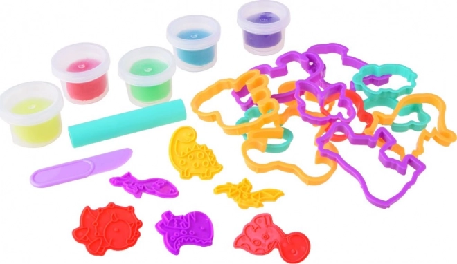 Set van kleimodellen met dinosaurusstekers
