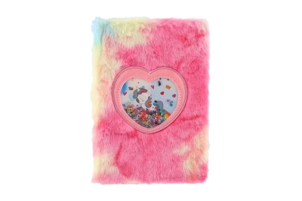 Pluchen regenboog eenhoorn notitieblok mix soorten in zakje 16x21x2cm