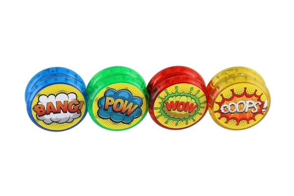 Gloeiende plastic jojo 6 cm op batterijen, mix van soorten, 12 stuks in doos