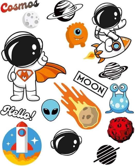 Opstrijkbare stickers met ruimtethema’s