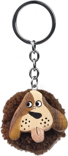 Houten sleutelhanger Pompon Hond