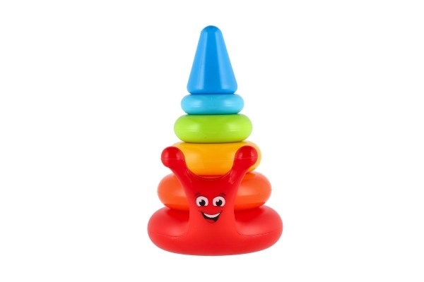 Stapelbare piramide ringen slak plastic 6 stuks in net 18x20x12cm 12m+