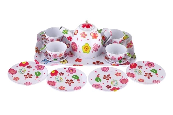 Blik theeservies set 14 stuks