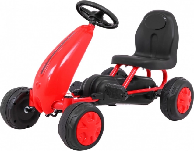 Kindertrapkart met kettingaandrijving en rubberen wielen – Rood