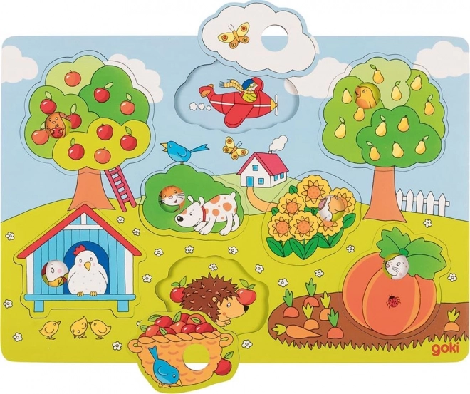 Goki houten puzzel In de tuin