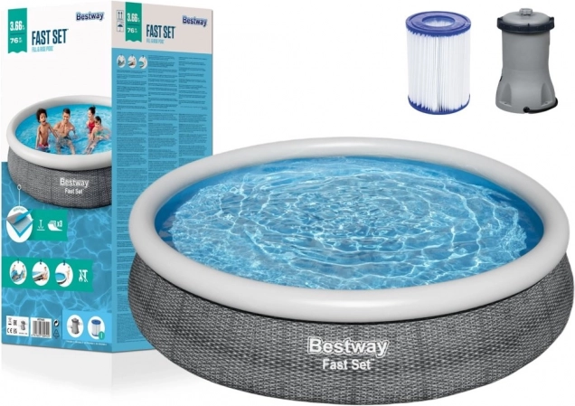 Opblaasbaar zwembad BESTWAY Fast Set 366 × 76 cm met filtratie