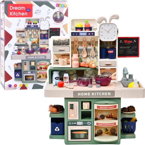 Kinderkeukentje met stoom, licht en geluid – 33 accessoires