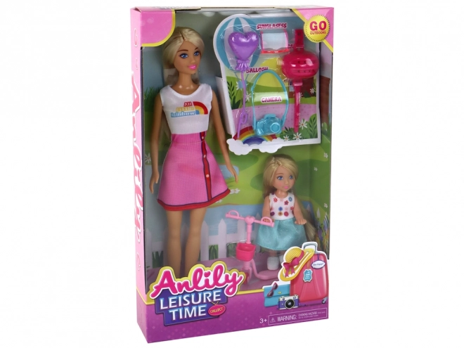 Poppen Anlily Moeder en Dochter met Blond Haar en Step