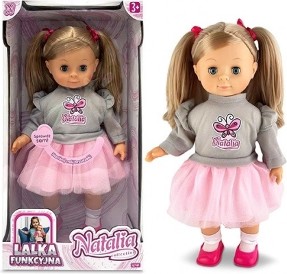 Pop Natalia in grijze trui, spreekt Tsjechisch, 39 cm