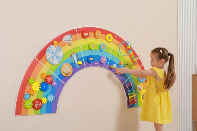 Houten Montessori wandpaneel - regenboog