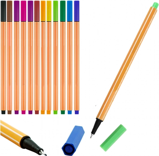 Set kleurrijke fineliners 0,4 mm - 12 stuks