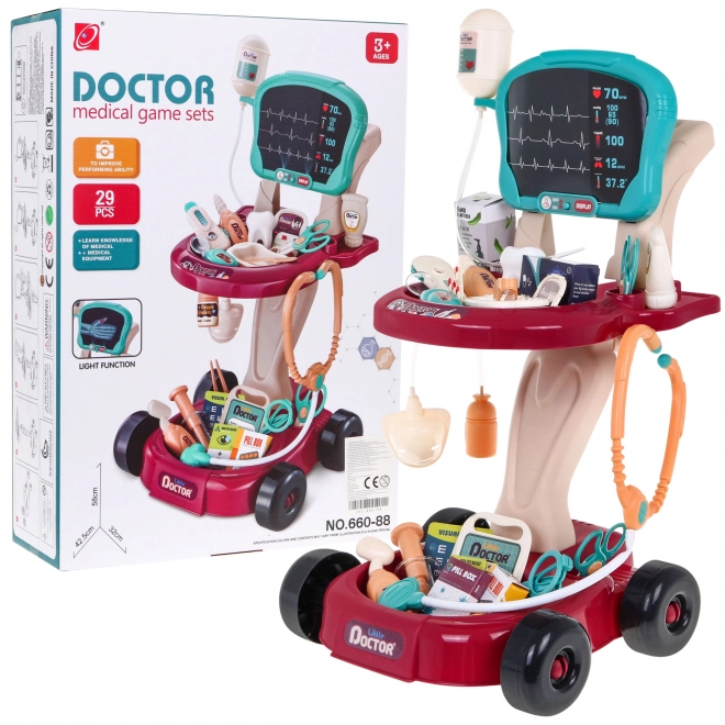 Dokterskarretje met röntgenpaneel voor kinderen 3+ met 29 accessoires