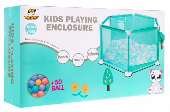Kinder speelhek met 50 ballen en basketbalring – ballenbak, 18+ maanden