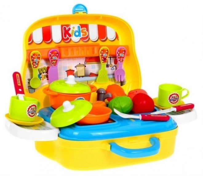 Draagbare Keukentje Food Truck voor kinderen 3+ Koffertje op wieltjes + accessoires