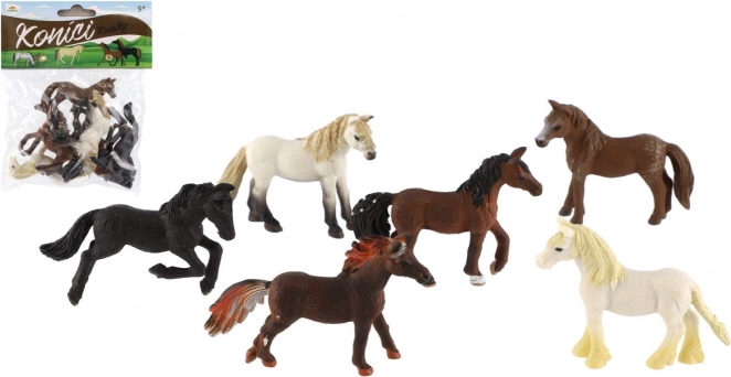 Set van kleine plastic paardjes 6 stuks (6–7 cm)