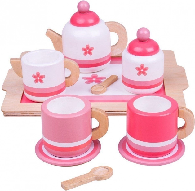 Houten theeservies roze Bigjigs Toys