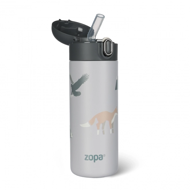 Thermosfles voor vloeistoffen met rietje 400 ml, Bergen