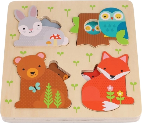 Petit Collage houten puzzel dierenfamilies