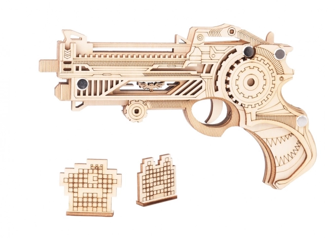 Woodcraft Houten 3D-puzzel Rubberen band Wapen Virbius