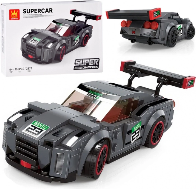 Technische bouwset sportauto grijs, 166 stukjes met stickers
