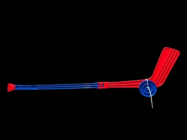 Hockey stick plastic met puck 74cm mix kleuren