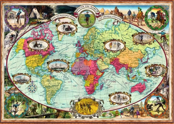 Ravensburger puzzel Reis rond de wereld op de fiets 1000 stukjes