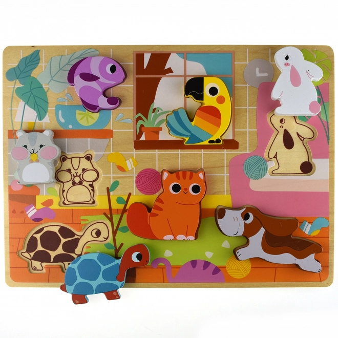 Tooky Toy houten Montessori puzzel dieren voor thuis