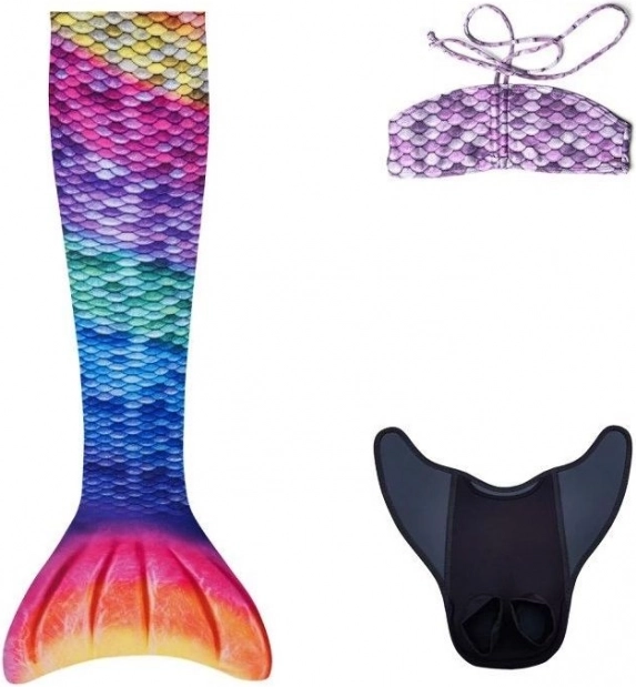 Regenboog zeemeerminnenstaart met monovin AQUARIS + kinderbikini