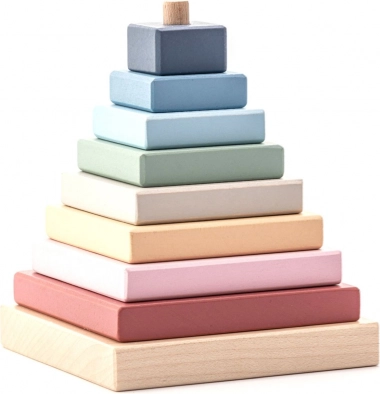 Cubika pastelgekleurde piramide – houten puzzel 9 delen