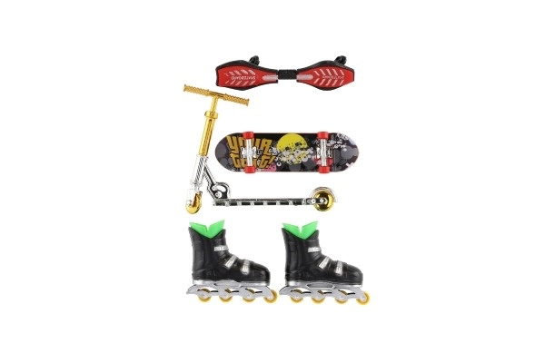 Set skateboard, waveboard, schaatsen, vingervaardigheid step plastic mix soorten op kaart 16x30cm