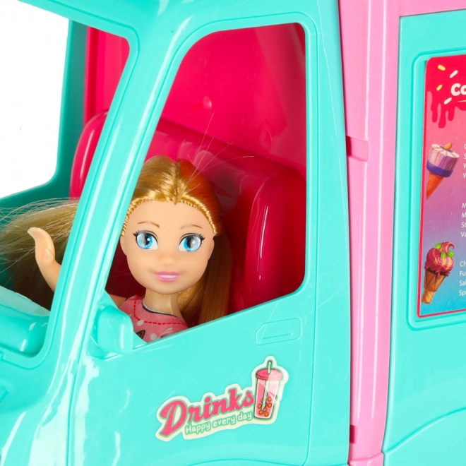 Camper voor poppen met foodtruck