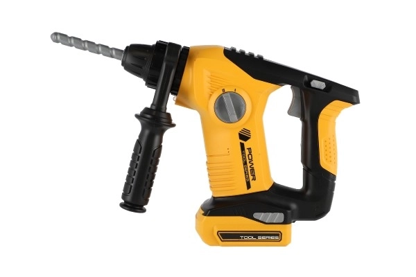 Klopboormachine met accessoires kunststof 30x18cm op batterijen met geluid in doos 53x25x7cm