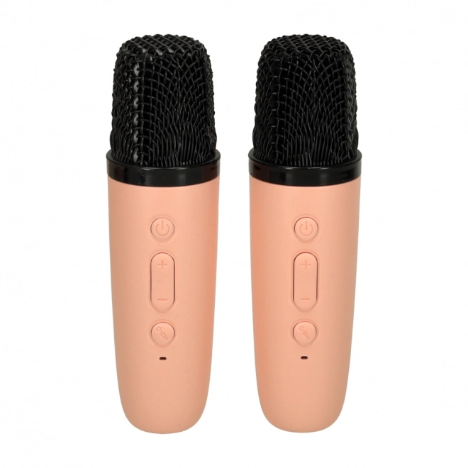 Karaoke set 2 microfoons + draagbare luidspreker BLUETOOTH USB LED roze