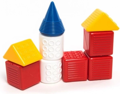 Fantasie set van gekleurde kunststof blokken voor de allerkleinsten (9 stuks)