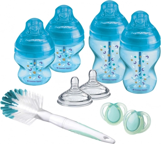 Set advanced ANTI-COLIC babyflessen, gemengde maten 9 stuks, Blauw