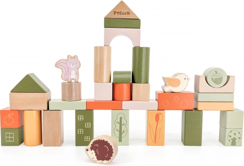 Houten bouwblokken POLARB – dieren, Montessori, 50 stuks