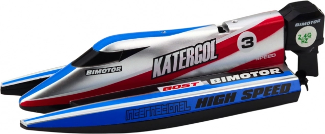 Op afstand bestuurbare motorboot blauw-zilver 14 cm