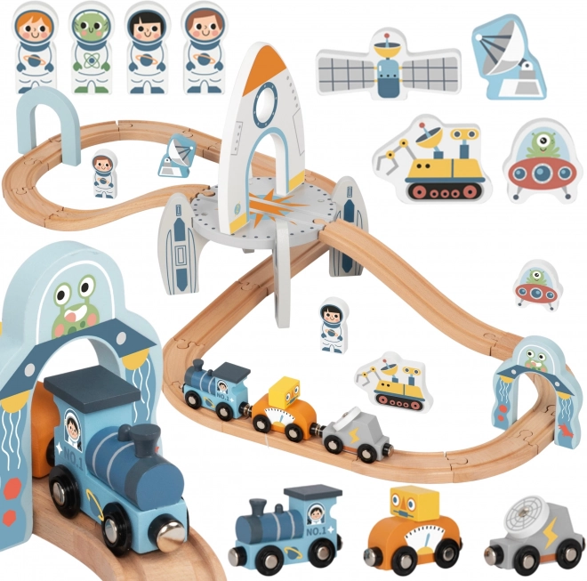 Houten kosmische treinbaan Tooky Toy