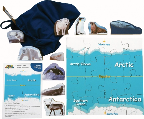 Just Jigsaws poolgebieden en hun dieren – houten puzzel, 16 stukjes en 10 dieren