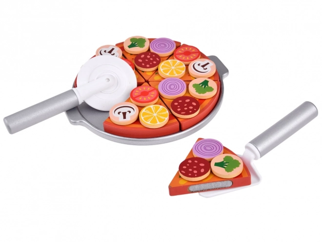 Houten pizza om te snijden met accessoires