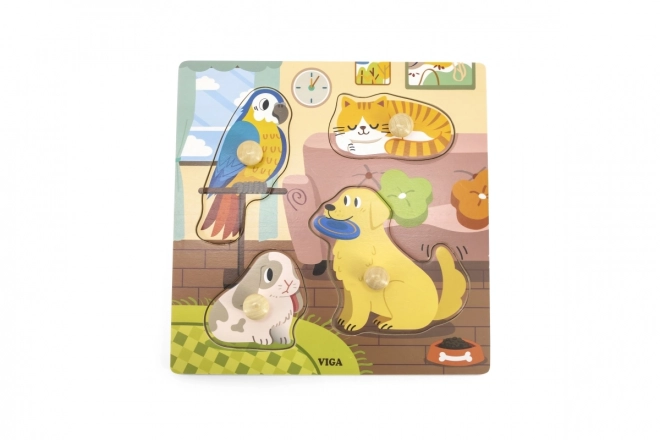 Houten puzzel - huisdieren