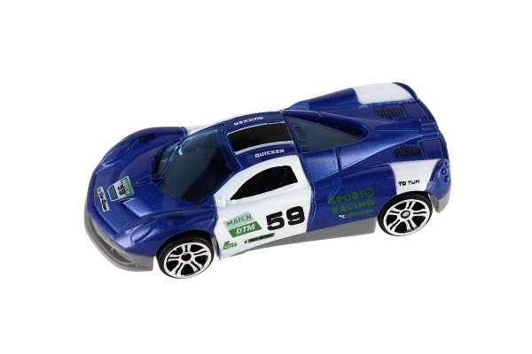 Auto sport 6st metalen/kunststof 8cm met vrije loop in doosje 10,5x27,5x4cm