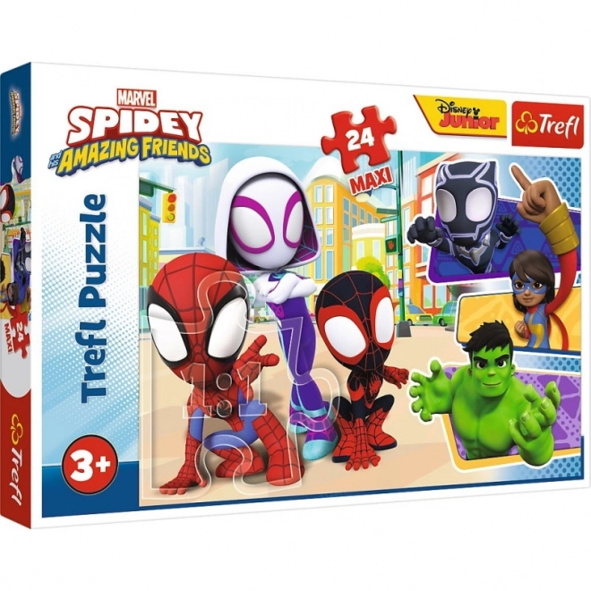 Puzzel 24 maxi Spiday en vrienden Spiderman