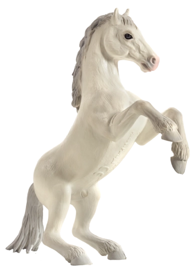 Realistische figuur van een witte Mojo Mustang