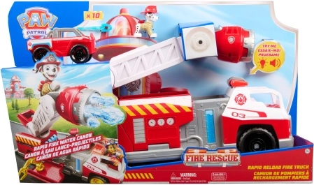 PAW Patrol brandweerwagen Marshall – grote interactieve wagen met projectielen en mini-reddingsauto