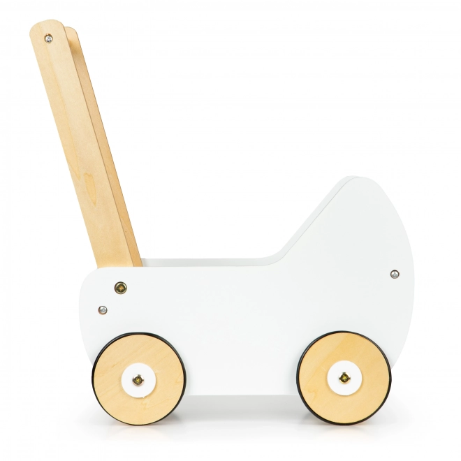 ECOTOYS Houten wagen voor poppen wit