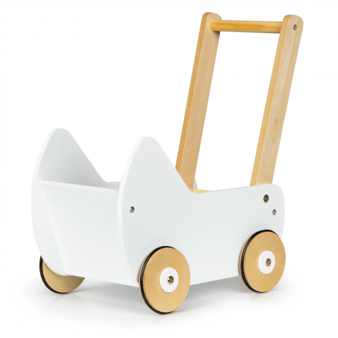 ECOTOYS Houten wagen voor poppen wit