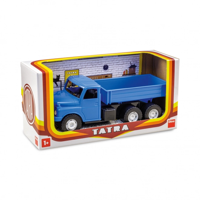 Speelgoedvrachtwagen Tatra 148 open laadbak plastic 30cm blauw in doos 35x18x13cm