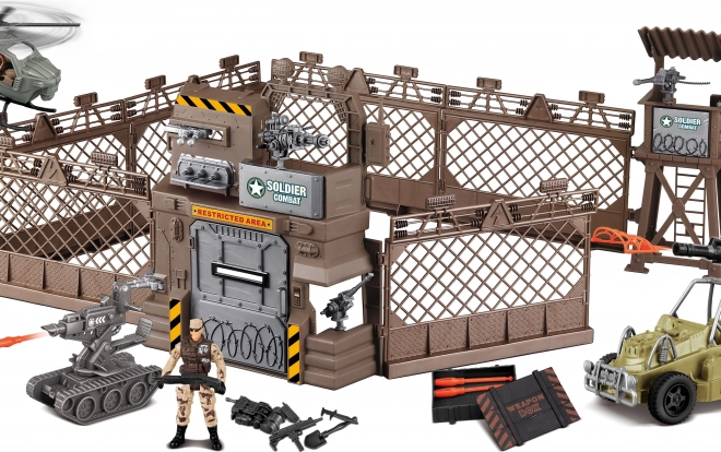Militair fort met helikopter met effecten 177 cm